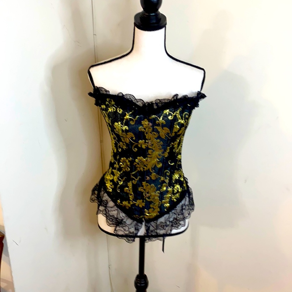 Gold and Black lace corset